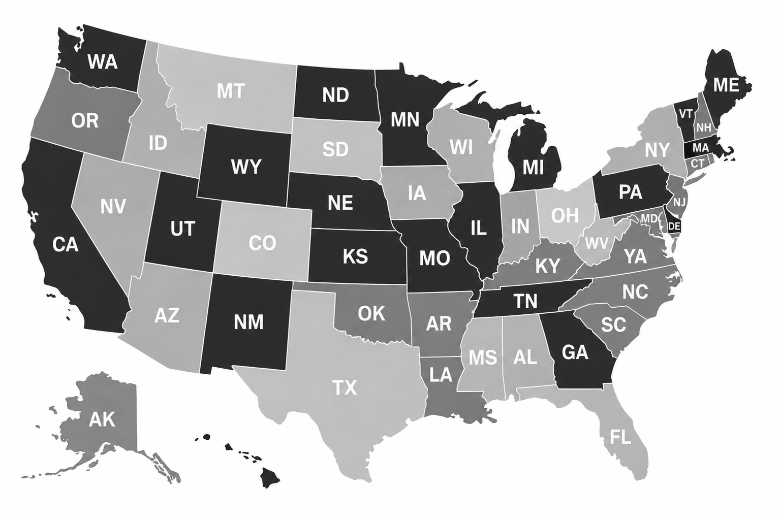 U.S. map of Detox Concierge service areas